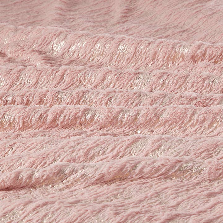 Faux Fur Metallic Duvet Cover Set, Blush Pink