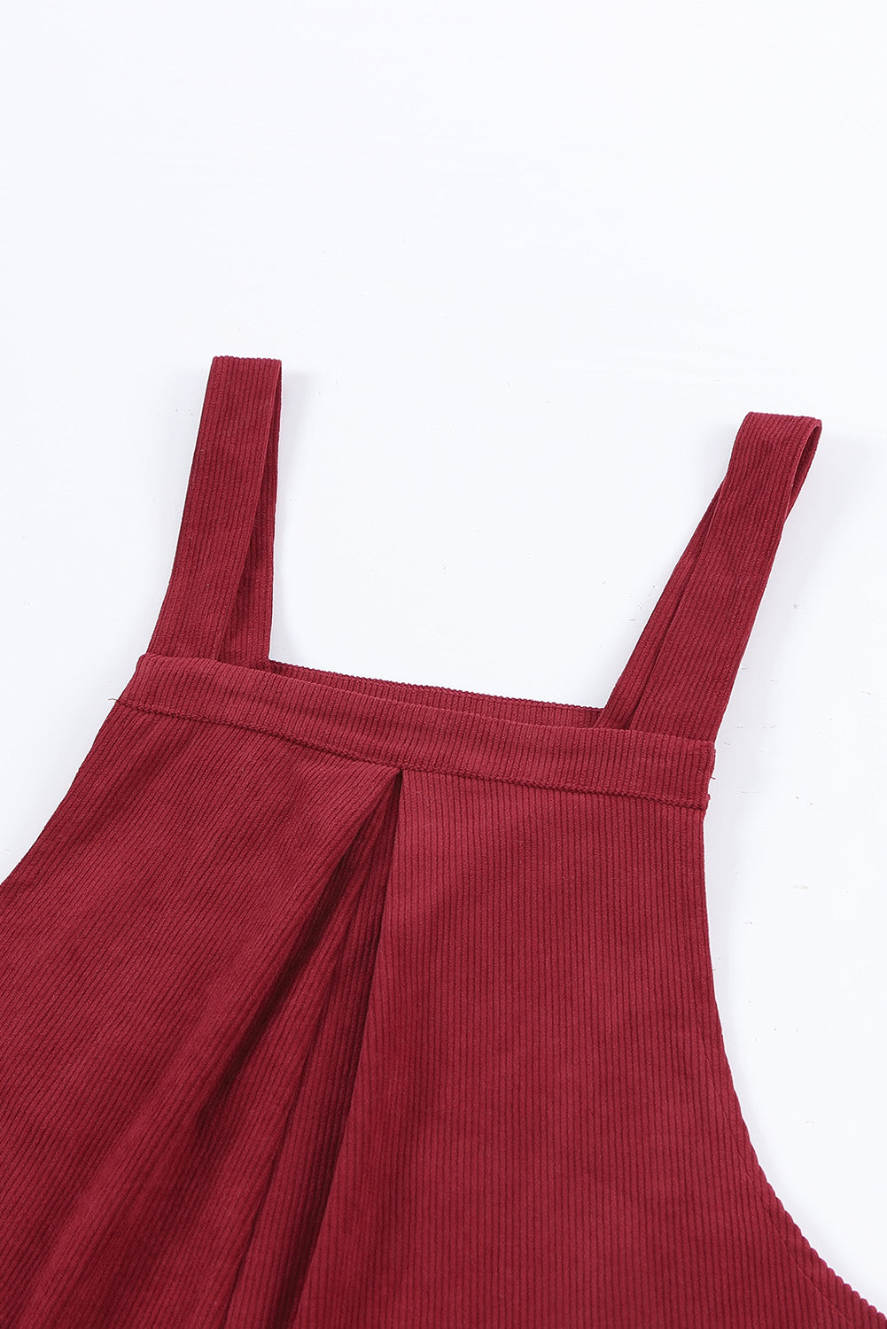 Fiery Red Solid Color Corduroy Wide Leg Bib Overalls - SELFTRITSS   