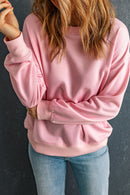 Pink Solid Classic Crewneck Pullover Sweatshirt - SELFTRITSS