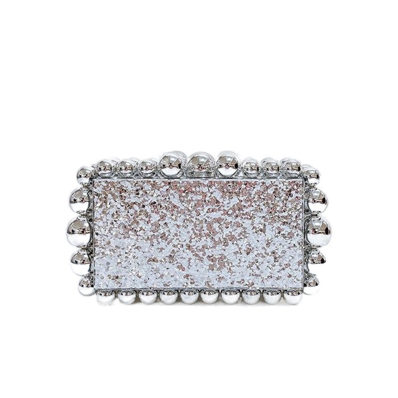 Gold Foil Beads Clear Acrylic Clutch Bag - SELFTRITSS