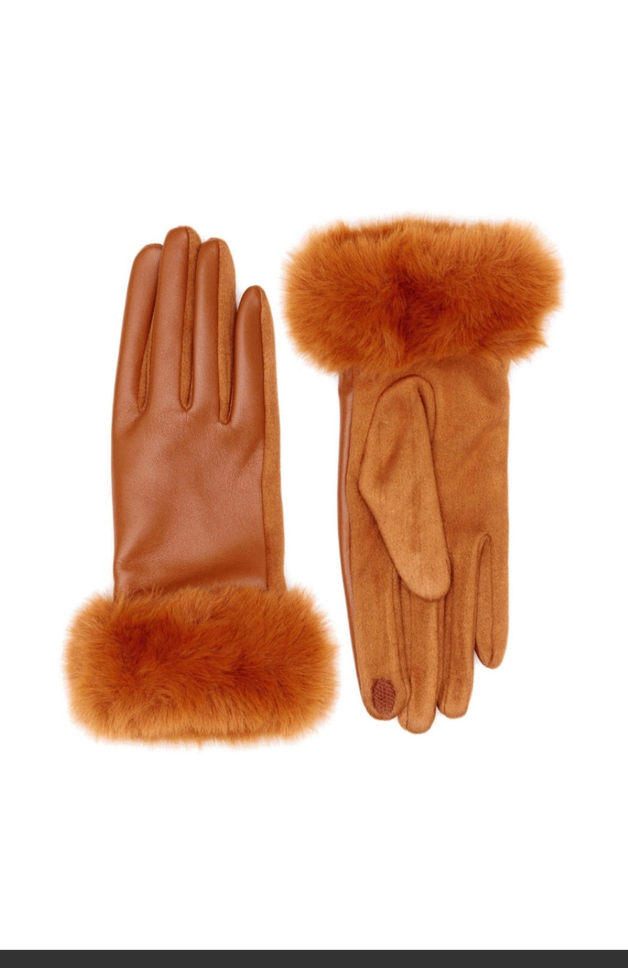 Vegan Leather and Suede Fur Trimmed Gloves - SELFTRITSS