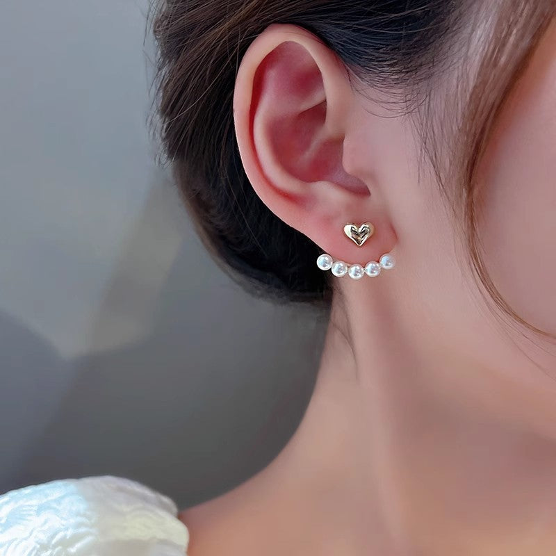Silver Needle Small Pearl Stud Earrings
