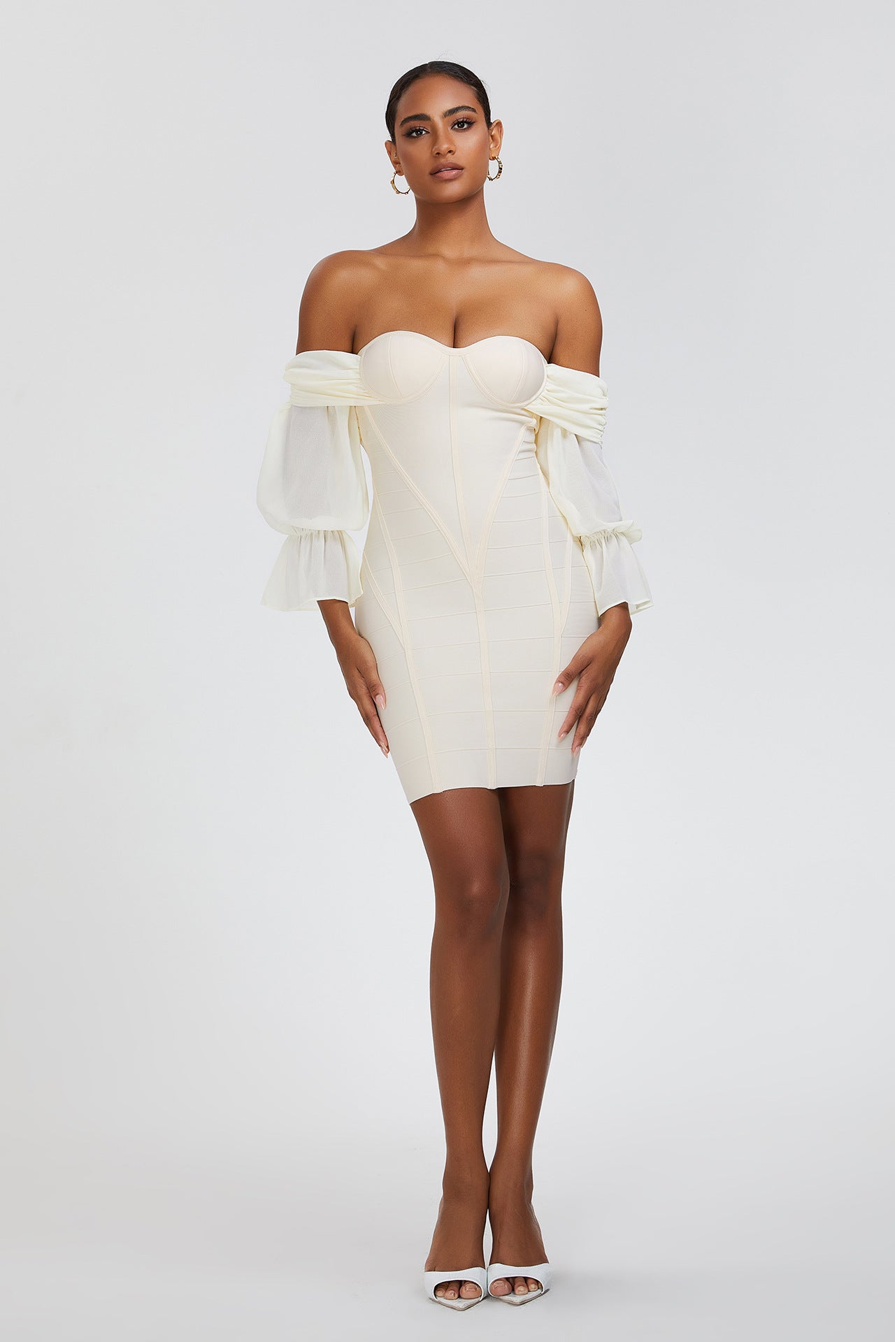 Off-the-shoulder Pleated Puff Sleeve - SELFTRITSS   