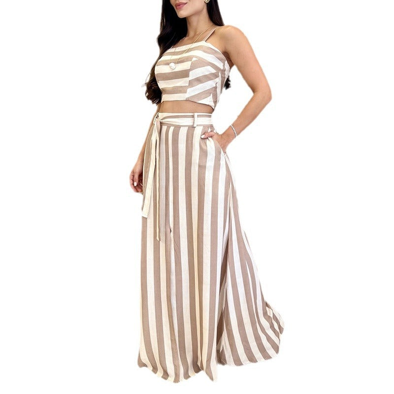 Casual Striped Top & Skirt Set - SELFTRITSS