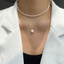 Pearl Tassel Pendant Double-layer Necklace - SELFTRITSS