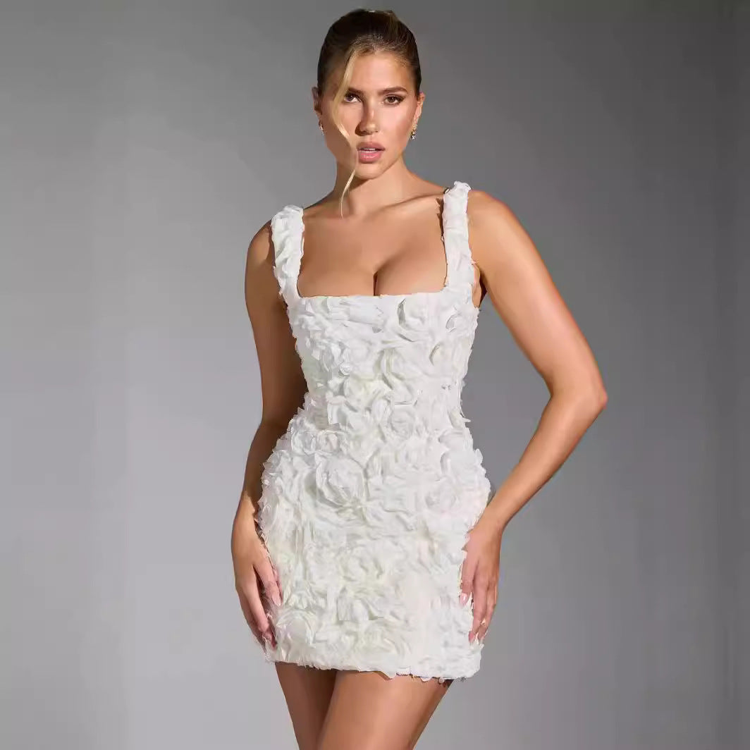 White Floral Tube Pullover Dress