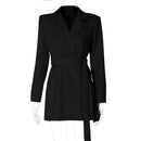 Elegant Lapel Waist Belt Mid-length Coat - SELFTRITSS   