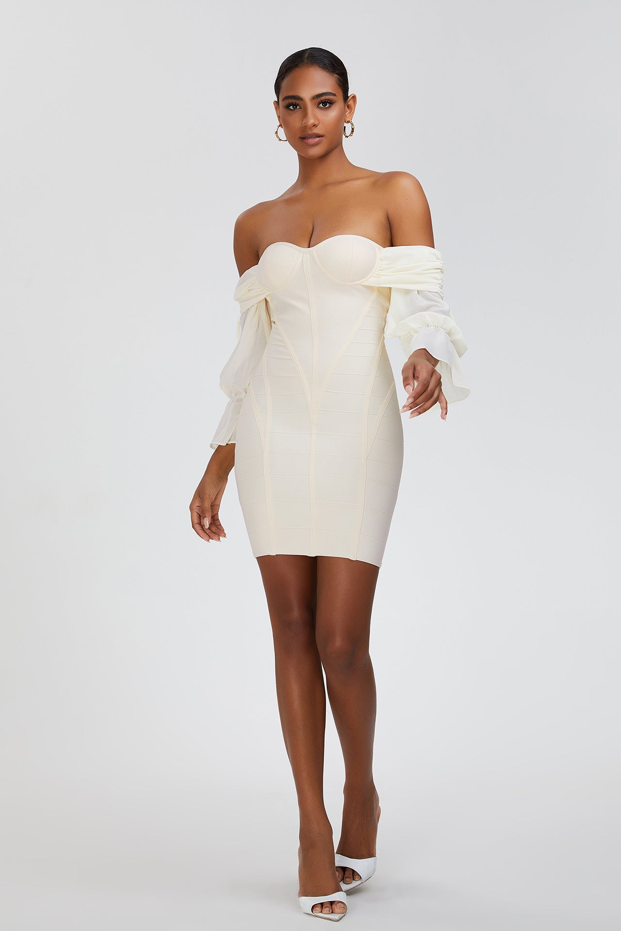 Off-the-shoulder Pleated Puff Sleeve - SELFTRITSS   