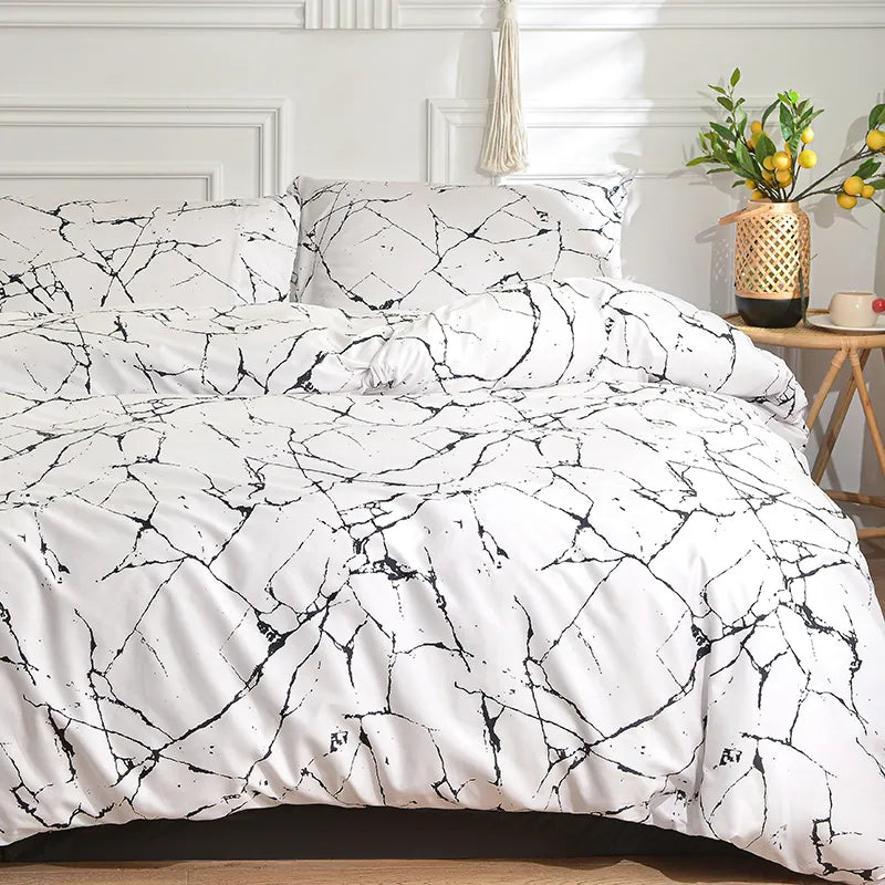 Marble Black and White 3 Piece Bedding Set - SELFTRITSS