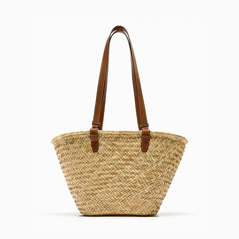 Beach Straw Woven Bucket Shoulder Bag