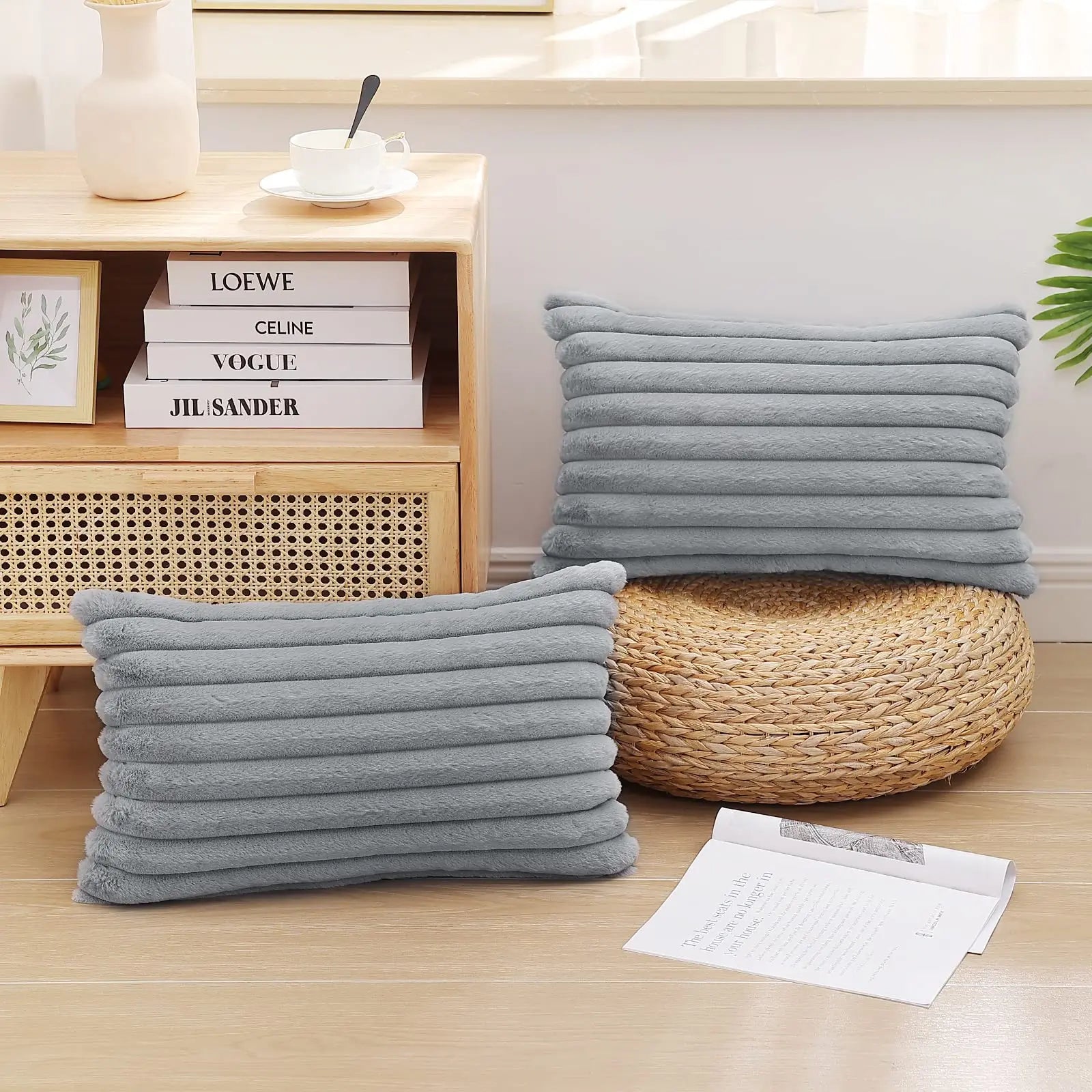 Soft Fluffy Striped Cushion Covers - SELFTRITSS