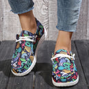 Canvas Print Lace Up Loafers - SELFTRITSS