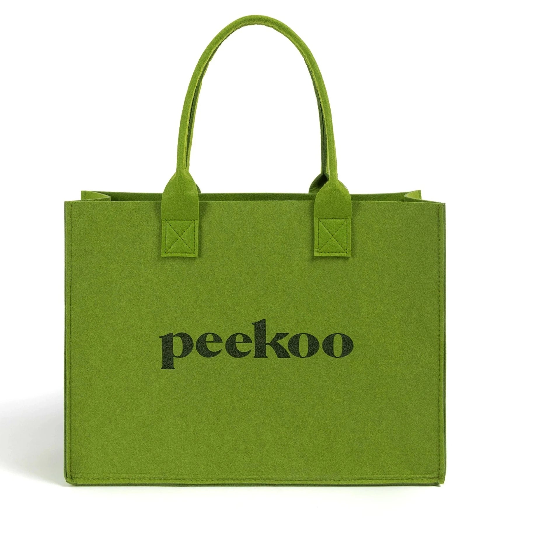 Solid Green Simple Felt Shopper Tote Bag - SELFTRITSS