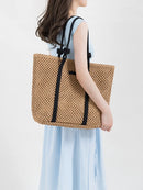 Summer Woven Straw Tote Bag Casual Beach Vacation Bag - SELFTRITSS