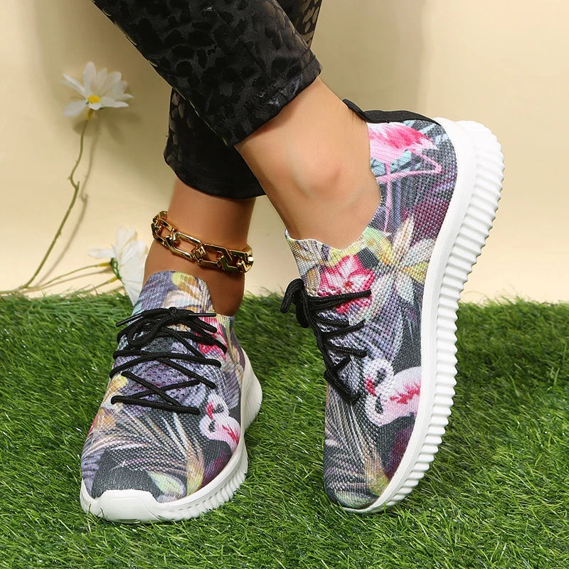 Print Knitting Breathable Mesh Running Shoes - SELFTRITSS