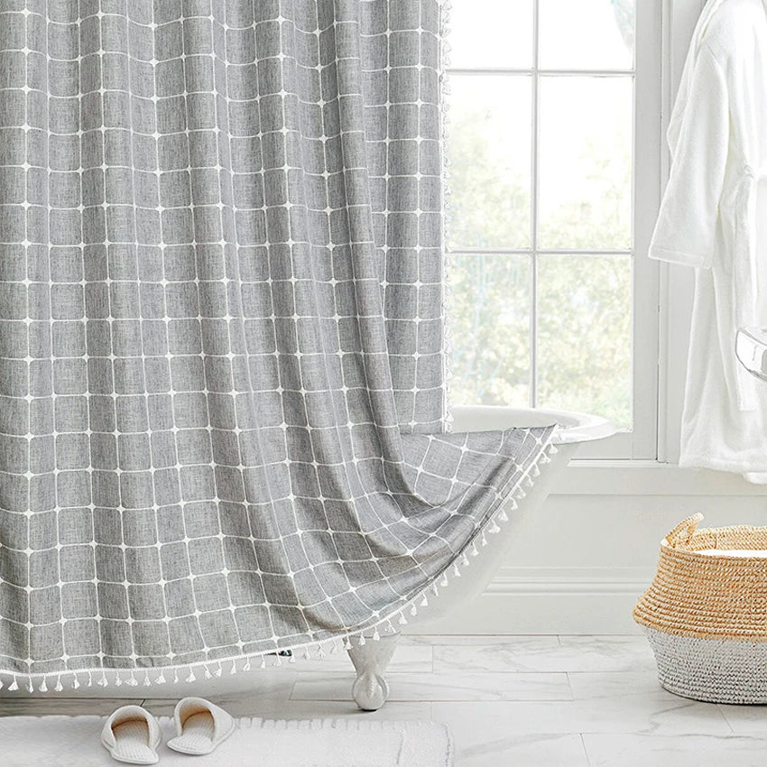 Jacquard Linen Shower Curtain
