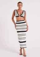 Sunset Striped Crochet Bikini Top and Skirt Outfit Set - SELFTRITSS   