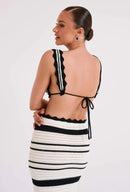 Sunset Striped Crochet Bikini Top and Skirt Outfit Set - SELFTRITSS   