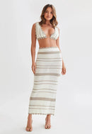 Sunset Striped Crochet Bikini Top and Skirt Outfit Set - SELFTRITSS   