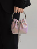 Sequins Women Small Bucket Evening Tote Bag - SELFTRITSS