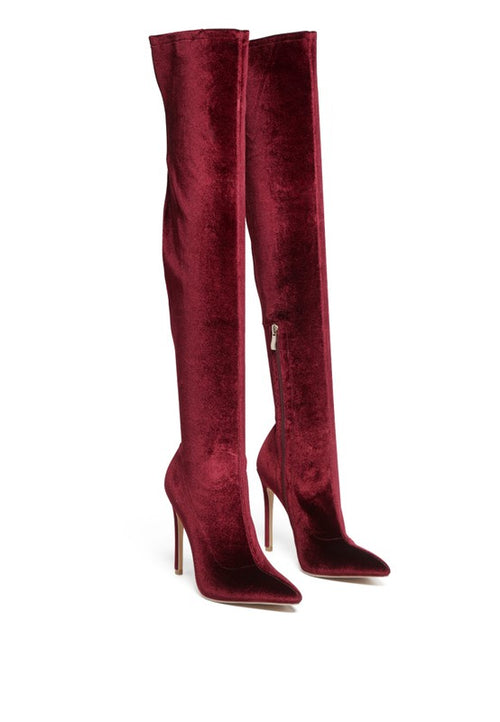 Women's Velvet Over-the-Knee High Heel Boots