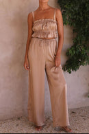 Ruffled Sleeveless Top and Wide Leg Pants Set - SELFTRITSS   