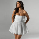 Tube Top Lace Dress With Back Bow-knot - SELFTRITSS   