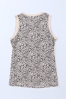 Leopard Print Round Neck Tank Top - SELFTRITSS   