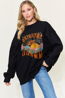 Simply Love Full Size BRIGHTER DAYS Graphic Drop Shoulder Oversized Sweatshirt - SELFTRITSS