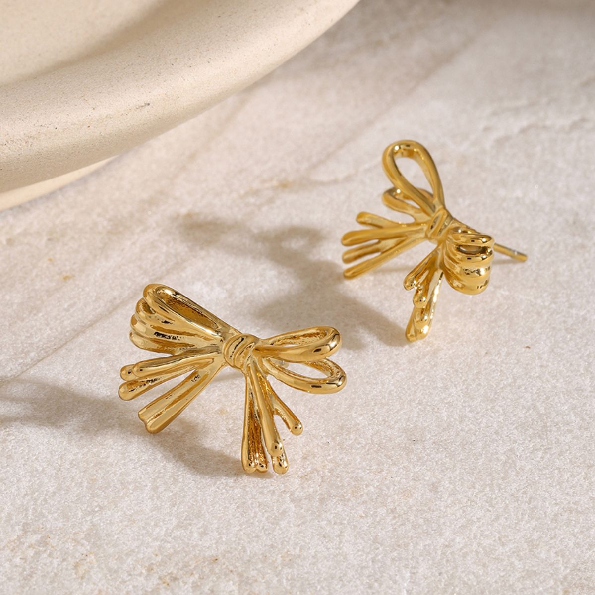 16K Gold-Plated Stainless Steel Bow Earrings - SELFTRITSS   