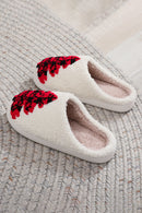 White Fuzzy Tree Pattern Christmas Fashion Home Slippers - SELFTRITSS