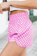 Pink Plaid High Waisted Athletic Shorts - SELFTRITSS