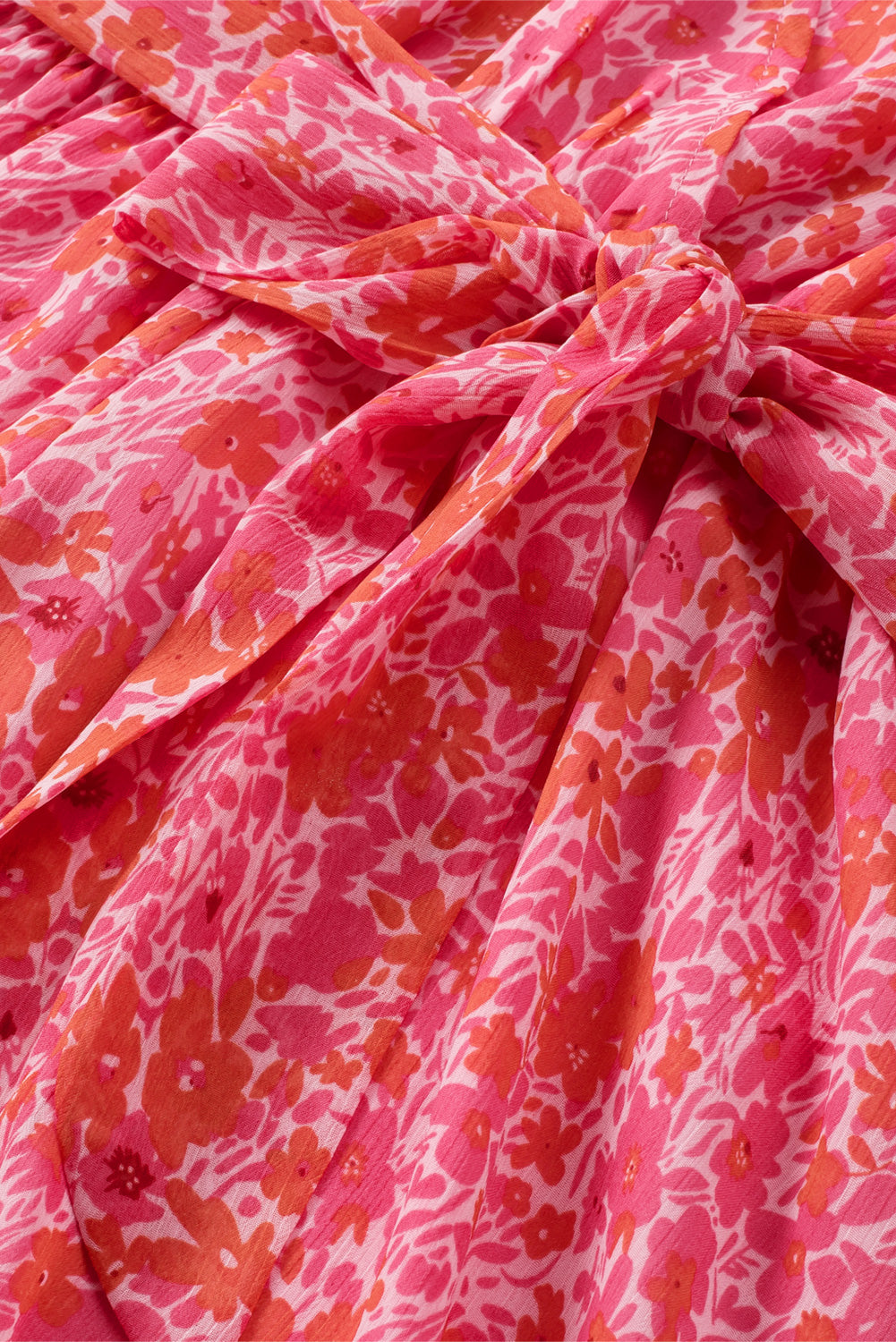 Pink V Neck Ruffled Sleeve Floral Romper - SELFTRITSS