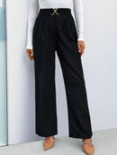 High Waist Straight Leg Pants - SELFTRITSS   