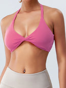 Twisted Halter Neck Active Bra - SELFTRITSS   