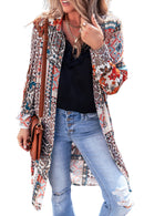 Multicolour Boho Mix Print Long Kimono - SELFTRITSS