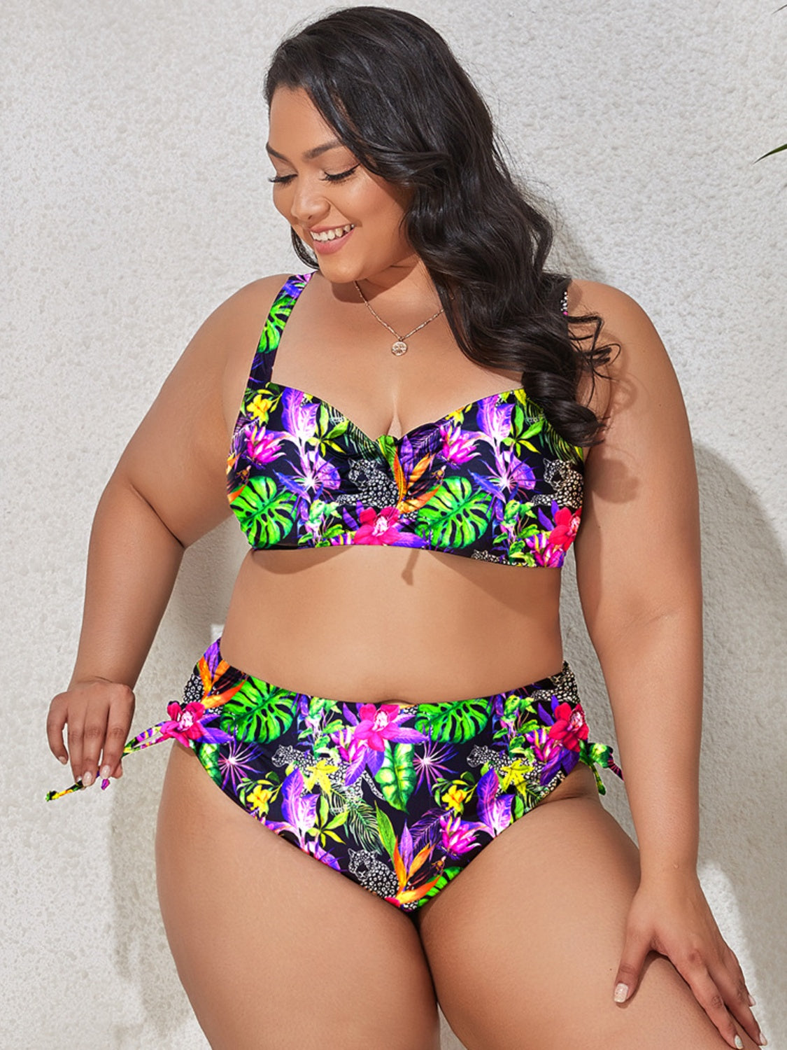 Plus Size Printed Wide Strap Two-Piece Swim Set - SELFTRITSS   