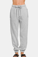 Gray Acid Wash Fleece Jogger Sweatpants