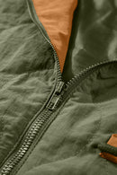 Green Stitching Quilted Drawstring Jacket - SELFTRITSS   