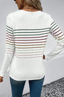Multicolor Striped Crew Neck Long Sleeve Top - SELFTRITSS