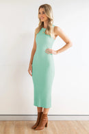 Slit Ribbed Round Neck Sleeveless Dress - SELFTRITSS