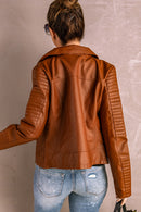 Ribbed Faux Leather Jacket - SELFTRITSS