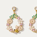 Wreath Shape Zircon Gold-Plated Earrings - SELFTRITSS