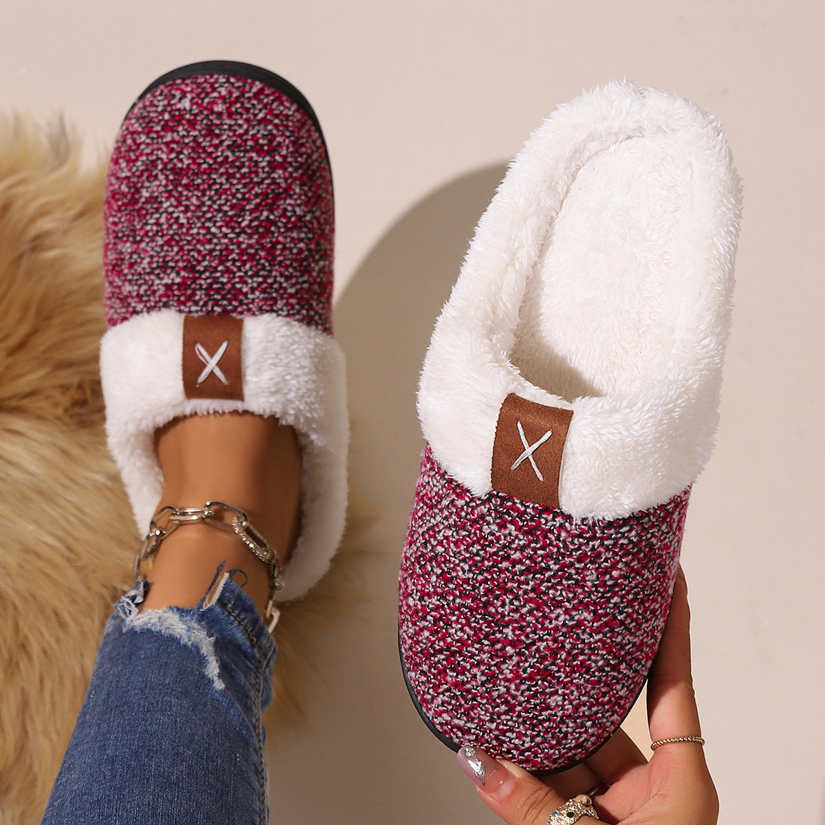 Winter warm lined slippers