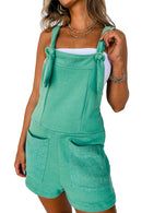 Mint Green Knotted Straps French Terry Romper - SELFTRITSS   