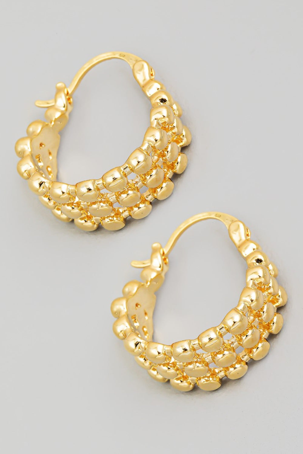 Fame Metallic Bead Pincatch Hoop Earrings - SELFTRITSS   