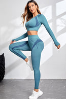 Round Neck Long Sleeve Top and Leggings Active Set - SELFTRITSS