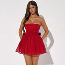 Tube Top Lace Dress With Back Bow-knot - SELFTRITSS   