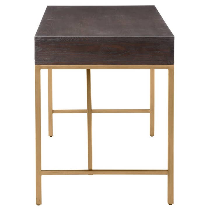 Morocco Wood Writing Desk with Antique Gold Legs - SELFTRITSS