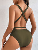 Tied Crisscross Wide Strap One-Piece Swimwear - SELFTRITSS   